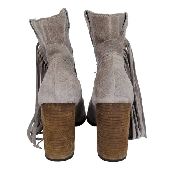 Jeffrey Campbell Bronco Suede Fringe Boots Taupe Sz 6 - Picture 6 of 11